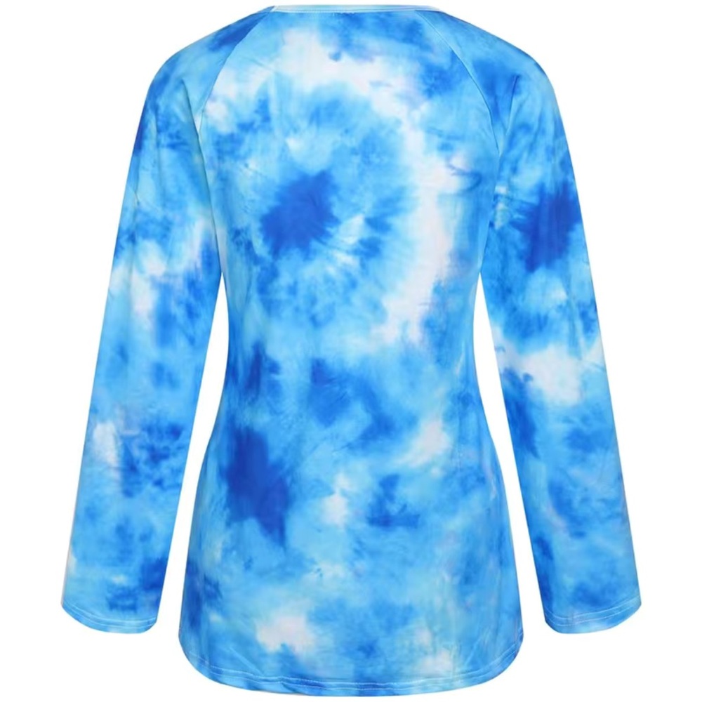 🔴 CLEARANCE 🔖 NWT 🌊 BLUE/WHITE TIE-DYE V-NECK LACE-UP SUMMER TOP Women’s XXL - Picture 2 of 11